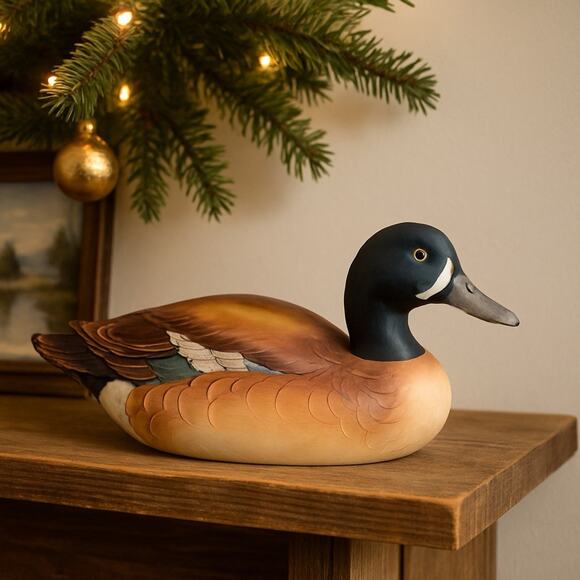 Andrea by Sadek Blue-Winged Teal Duck Figurine Decoy 12” Hand Painted Vintage - Picture 1 of 8